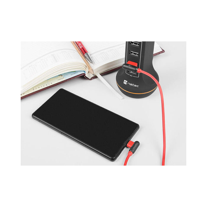 Natec Nka-1199 Extreme Media Cable Microusb A Usb (M), 1 M, En Ángulo Izquierdo / Derecho, Rojo