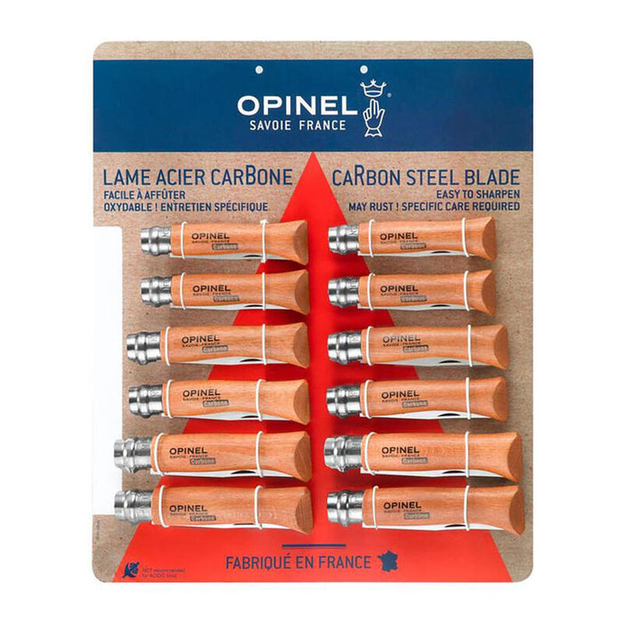 Navaja,Expositor De 12 Unid Carbono, 4 Und - Nº6 + 4 Und - Nº7 + 4 Und - Nº8. Opinel