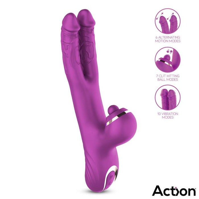 Nico Vibrador Con Dildos Alternantes Y Bola Percutora 4 Motores