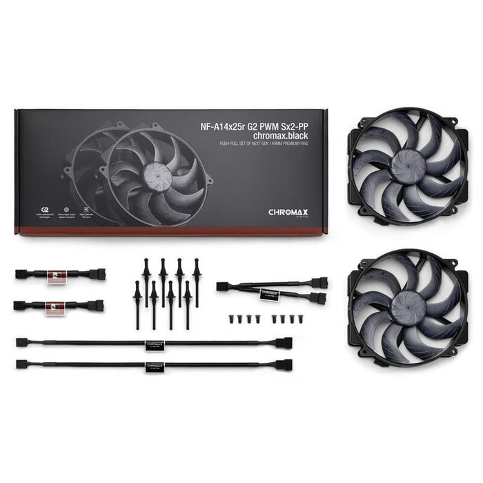 Noctua Nf-A14x25r G2 Pwm Sx2-Pp Chromax.Negro Gehäuseventilador 140 Mm