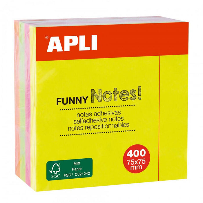 Notas Ashesivas Apli Funny 75x75mm 4 Colores 400 Hojas - Pl10974