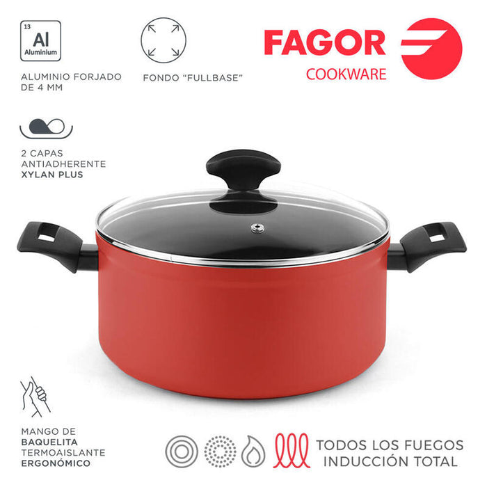 Olla Maxima+Tapa Roja Aluminio 3004 Fagor Ø20x10cm