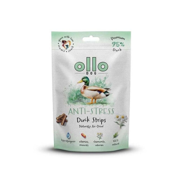 Ollo Air-Dried Anti-Stress Duck Strips - Premio Para Perros - 80g