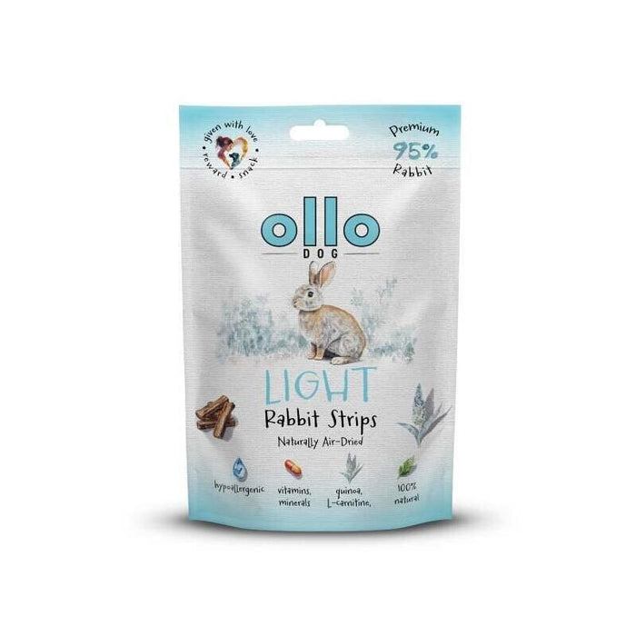 Ollo Air-Dried Light Rabbit Strips - Premio Para Perros - 80g