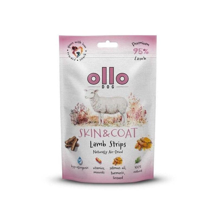 Ollo Air-Dried Skin & Coat Lamb Strips - Premio Para Perros - 80g