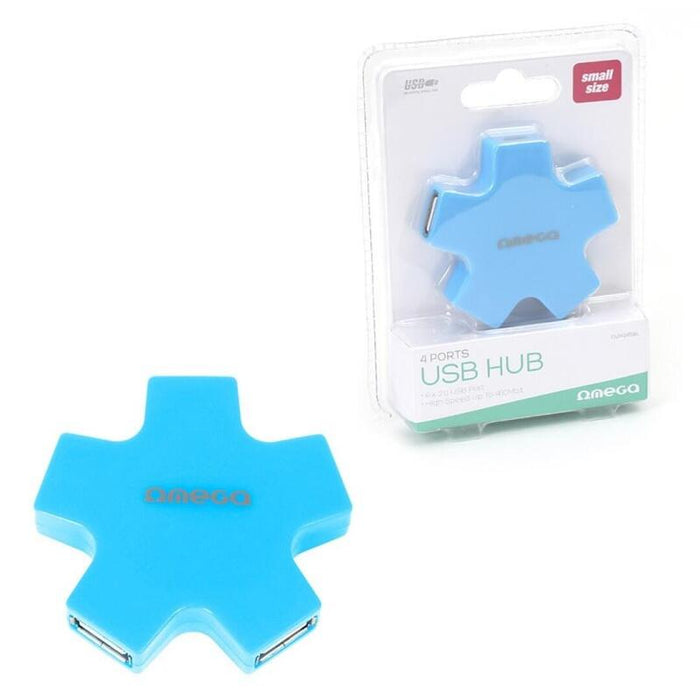 Omega Hub 4 Puertos Usb 2.0 Estrella Azul