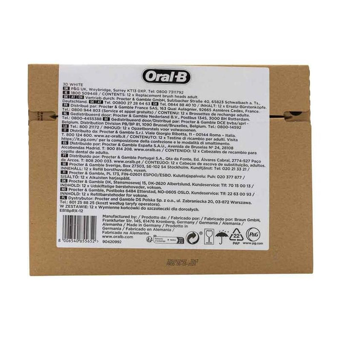 Oral-B Cabezales De Cepillo Oral-B Pro 3d White 12 Envases Exteriores Blancos Sin Frustraciones Pro 3d