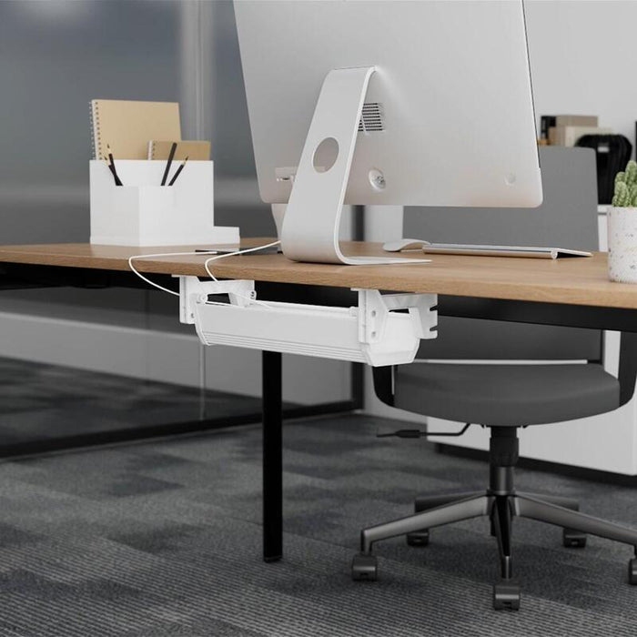 Maclean Organizador De Cables/Extensiones Bajo Escritorio, Carga Máx. 5 Kg, Blanco, Mc-106 W