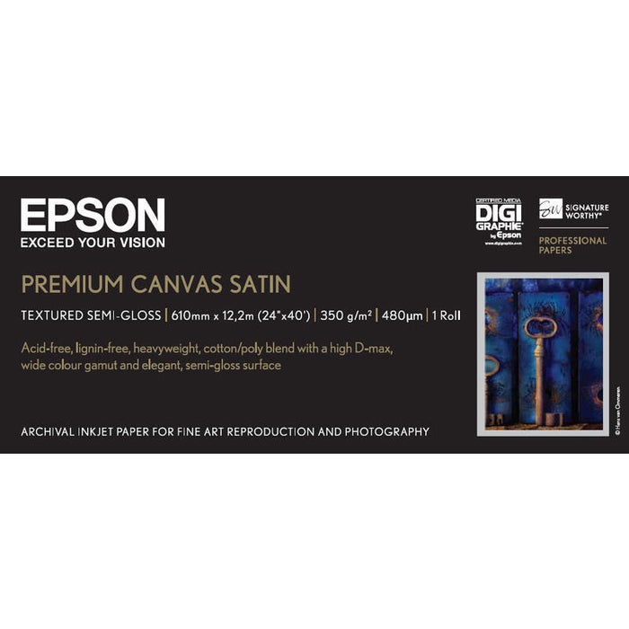 Original Epson Papel Inkjet Canvas Premium Satinado 24pulgadasx12,2m
