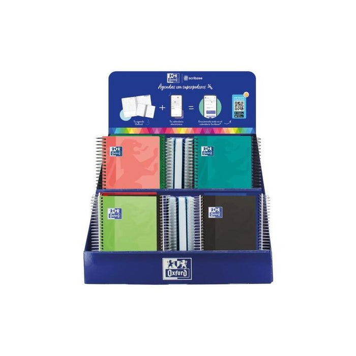 Oxford Basicos Expositor De 38 Agendas Escolares 25/26 Espiral - Incluye Agendas De Dia Pagina Y Semana Vista - Diseños