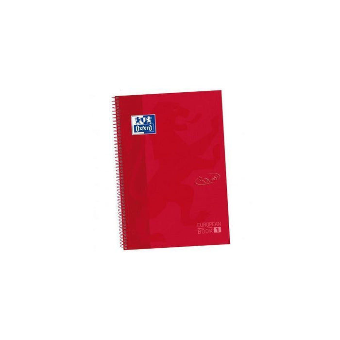 Oxford Cuaderno Europeanbook 1 Touch Microperforado Write & Erase A4+ 80h 5x5mm T/Extradura Carmín