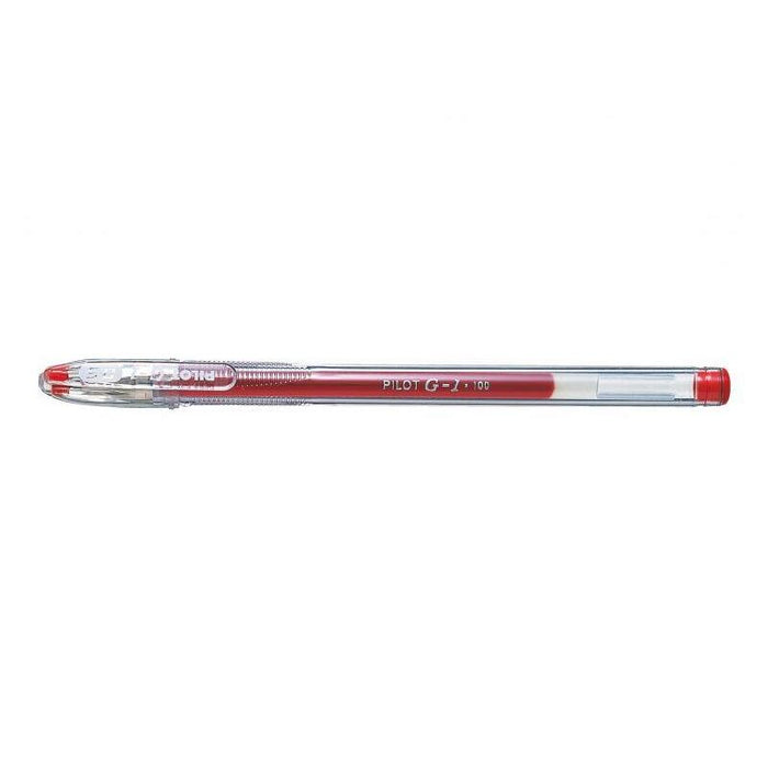 Pack 12 Unidades Pilot Boligrafo De Gel G1 - Recargable - Punta De Bola 0.5mm - Trazo 0.3mm - Cuerpo Transparente - Color Rojo