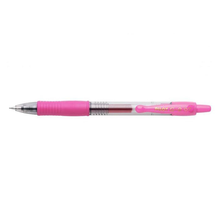 Pack 12 Unidades Pilot Boligrafo De Gel G2 Rollerball Retractil - Recargable - Punta De Bola Redonda 0.7mm - Trazo 0.32mm - Grip Ergonomico - Color Rosa