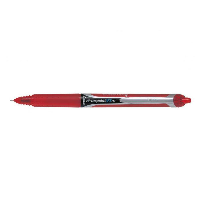 Pack 12 Unidades Pilot Boligrafo De Tinta Liquida Hi-Tecpoint V7 Rt - Retractil - Recargable - Punta Fina De Aguja 0.7mm - Trazo 0.35mm - Color Rojo