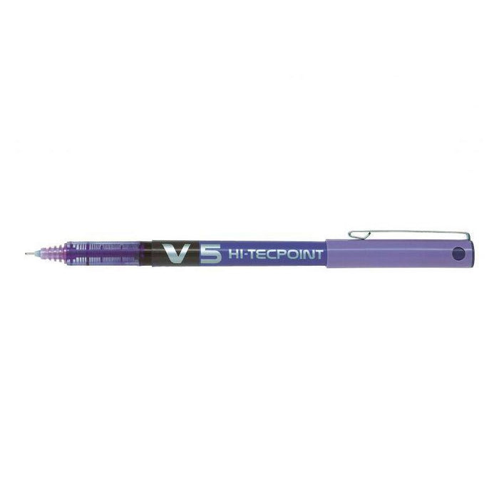 Pack 12 Unidades Pilot Boligrafo De Tinta Liquida V5 Hi-Tecpoint Rollerball - Punta Fina De Aguja 0.5mm - Trazo 0.3mm - Color Violeta