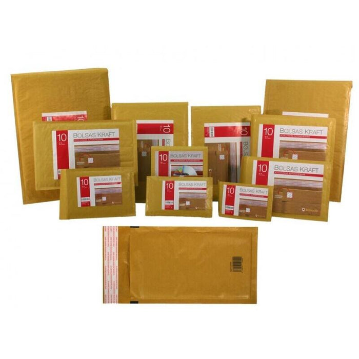 Pack De 10 Unidades Bismark Pack De Bolsas Acolchadas De Kraft Nº14 180x265mm - Recubrimiento Interno De Laminas De