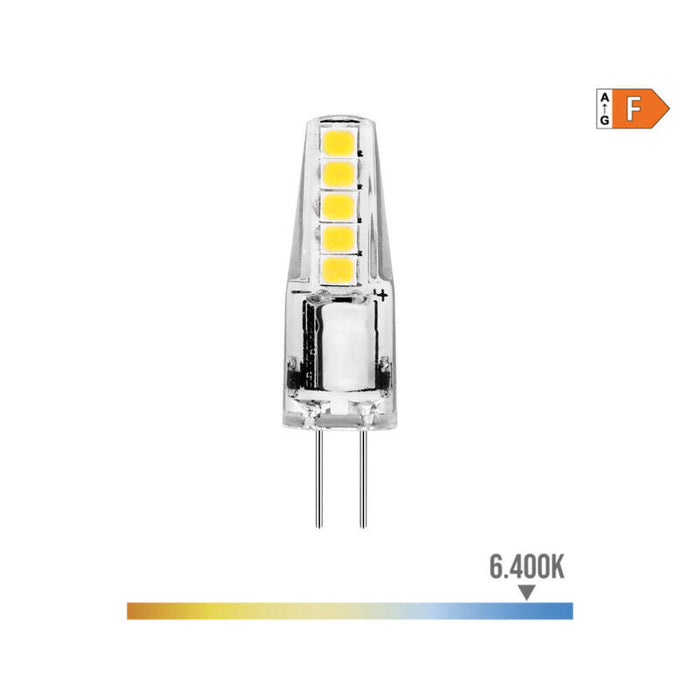Pack De 10 Unidades - Bombilla Bi-Pin Silicona Led G4 12v 2w 180lm 6400k Luz Fria Ø1x3,7cm Edm
