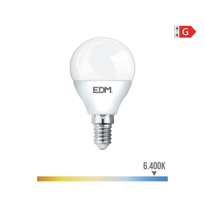 Pack De 10 Unidades - Bombilla Esferica Led E14 5w 400lm 6400k Luz Fria Ø4,5x8cm Edm