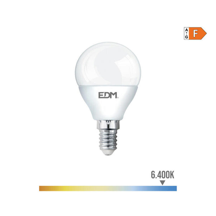 Pack De 10 Unidades - Bombilla Esferica Led E14 7w 600lm 6400k Luz Fria Ø4,5x8,2cm Edm