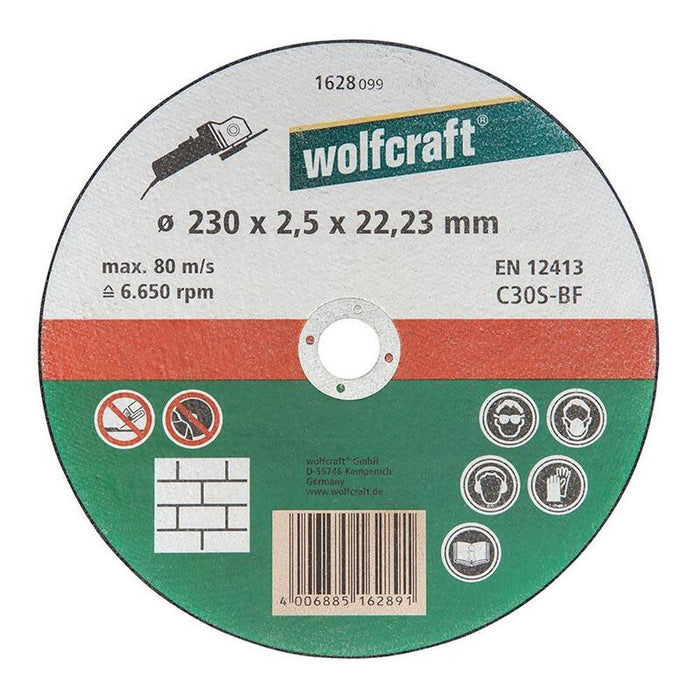 Pack De 10 Unidades - Disco De Corte Para Piedra Ø230x2,5x22,23mm. 1628099 Wolfcraft