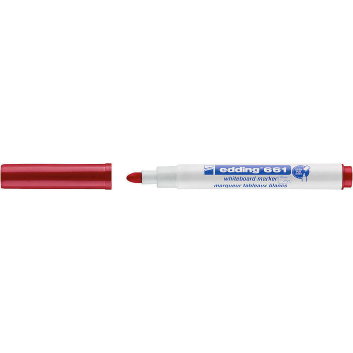 Pack De 10 Unidades Edding 661 Rotulador Para Pizarra Blanca - Punta Redonda - Trazo Entre 1 Y 2 Mm. - Tinta Pigmentada - Borrable En Seco - Color Rojo
