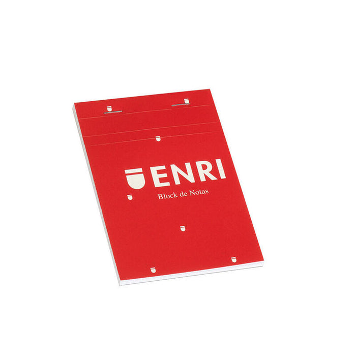 Pack De 10 Unidades Enri Bloc De Notas Grapado Formato A6 Liso - 80 Hojas Microperforadas - Tapa Blanda Roja