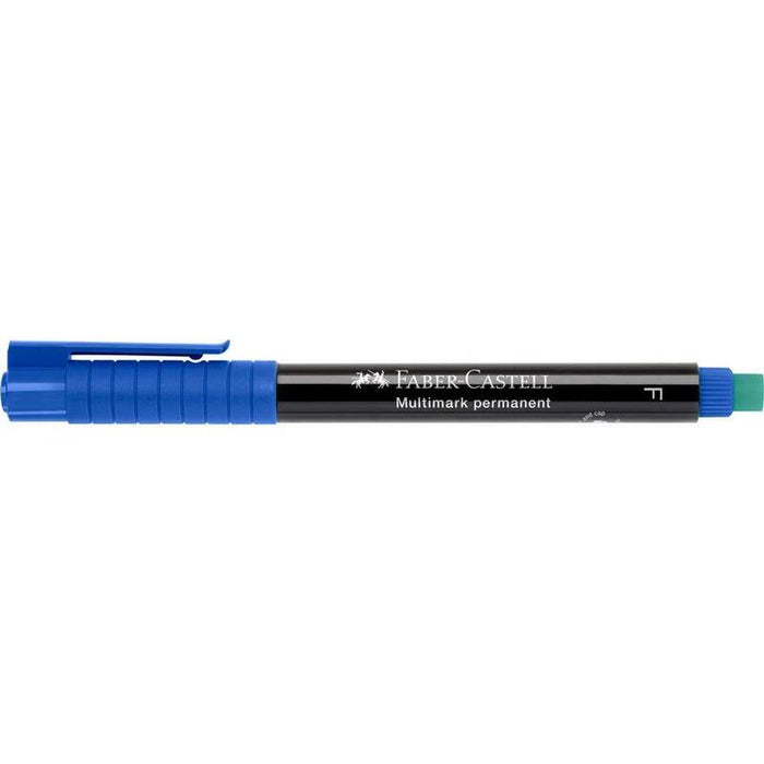 Pack De 10 Unidades Faber-Castell Multimark Rotulador Permanente - Ancho De Trazo 0.6mm - Goma De Borrar Integrada - Resistente A La Luz Y Al Agua - Color Azul
