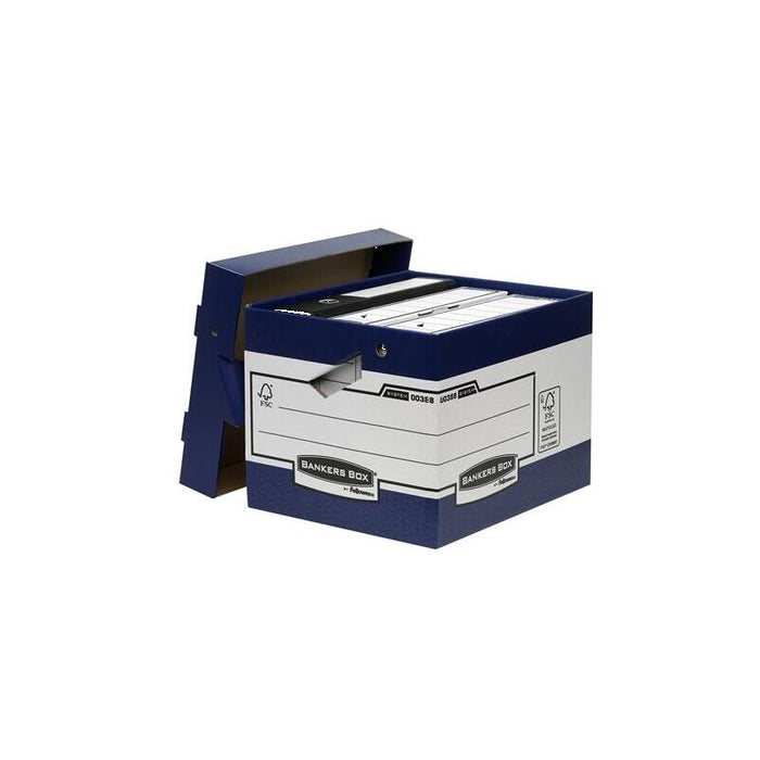 Pack De 10 Unidades Fellowes Bankers Box Contenedor De Archivos Con Asas Ergonomicas Ergo Box - Montaje Automatico Fastfold - Carton Reciclado Certificacion Fsc