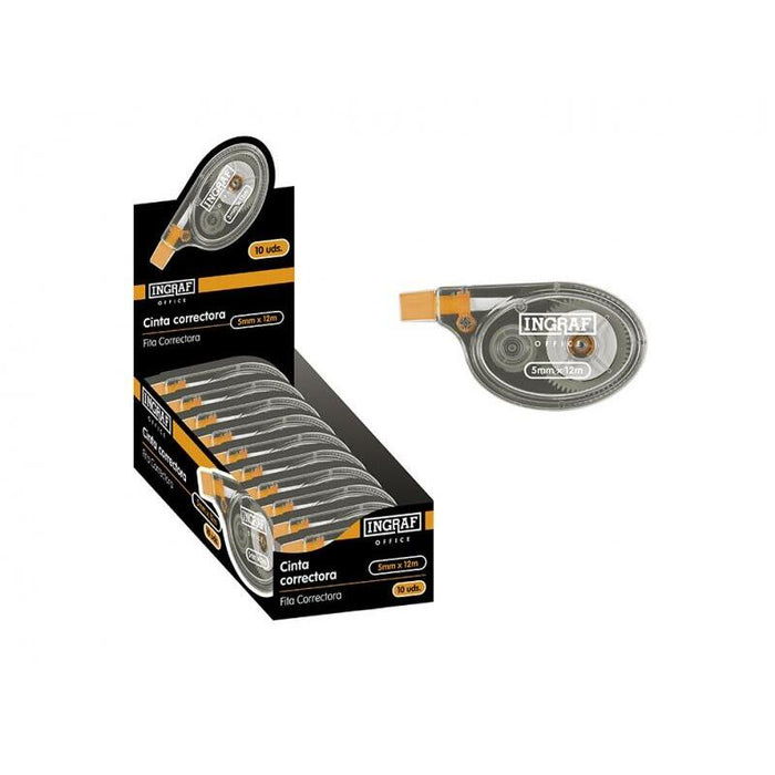Pack De 10 Unidades Ingraf Lateral Cinta Correctora En Seco De Alta Calidad - Corrige Rapidamente - Escriba Al Instante