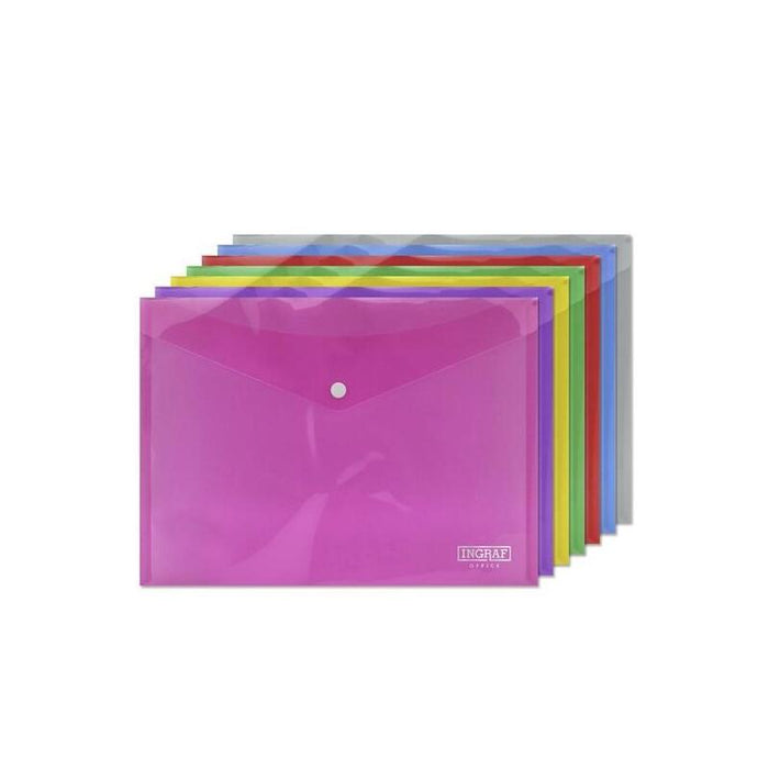 Pack De 10 Unidades Ingraf Sobre Portadocumentos Con Broche A4 Colores Surtidos