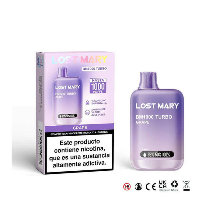 Pack De 10 Unidades Lost Mary Bm1000 Turbo 2% Grape