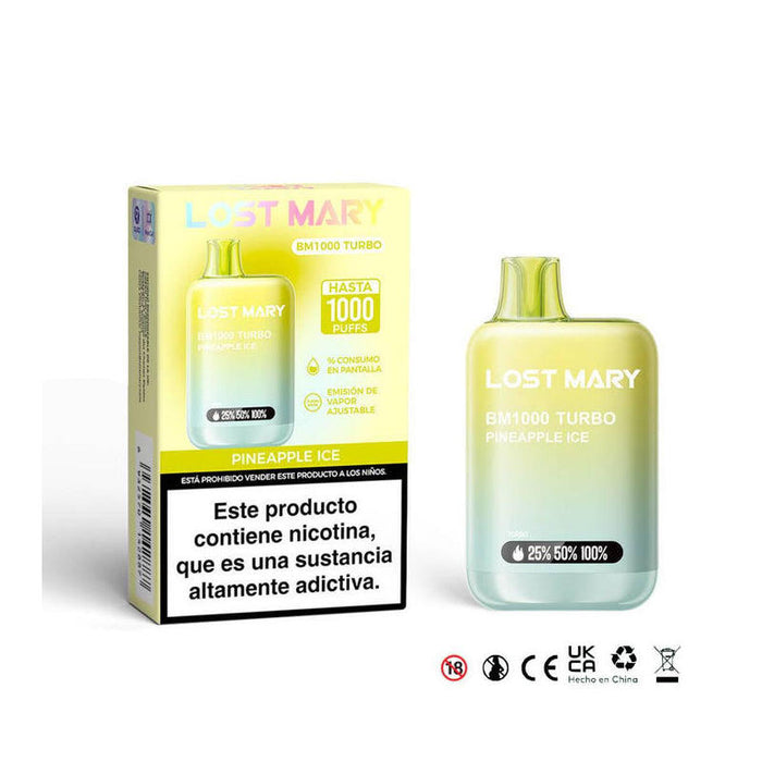Pack De 10 Unidades Lost Mary Bm1000 Turbo 2% Pineapple Ice