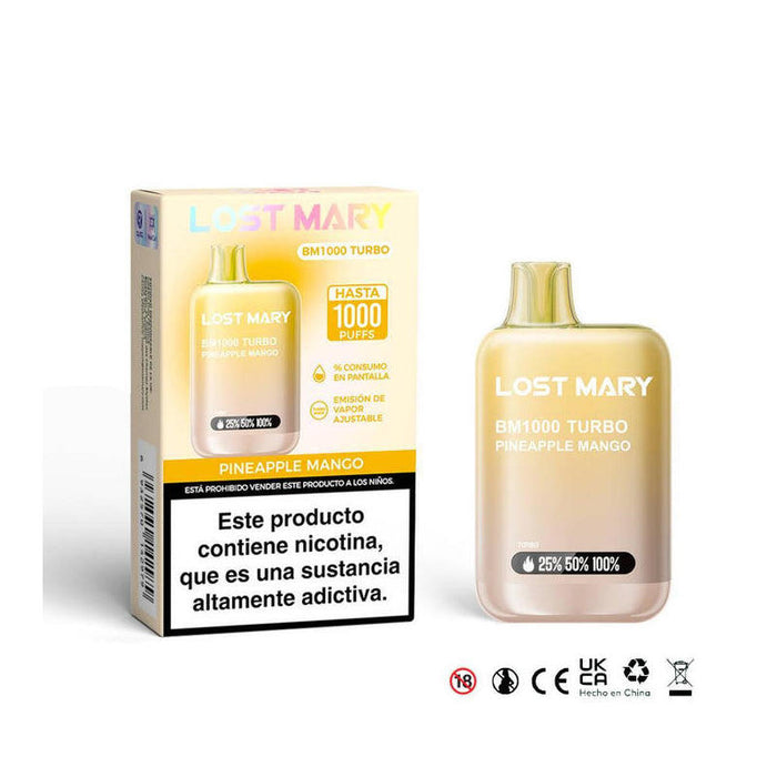 Pack De 10 Unidades Lost Mary Bm1000 Turbo 2% Pineapple Mango