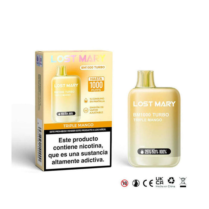 Pack De 10 Unidades Lost Mary Bm1000 Turbo 2% Triple Mango