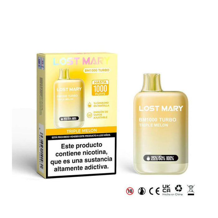Pack De 10 Unidades Lost Mary Bm1000 Turbo 2% Triple Melon