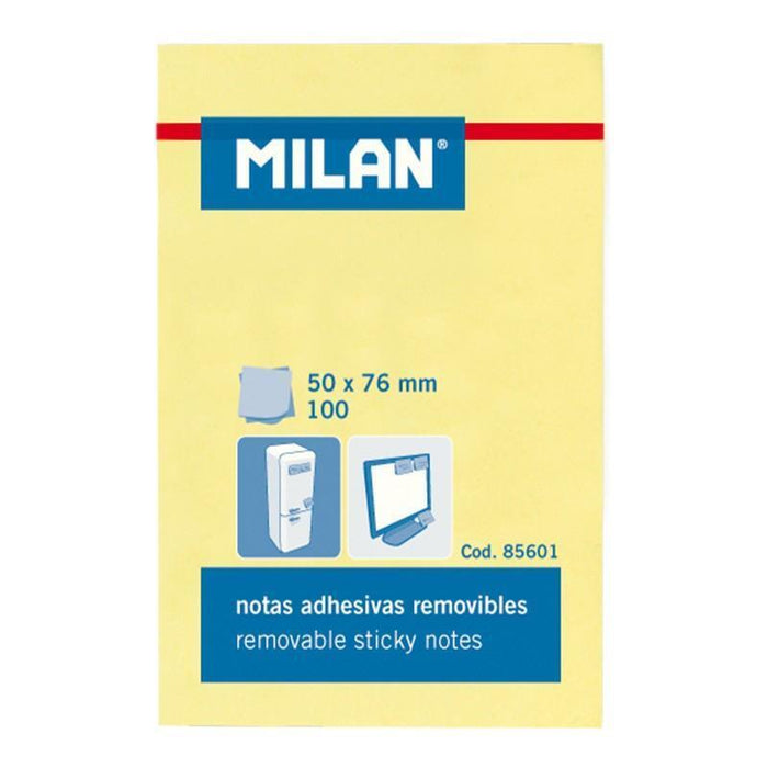 Pack De 10 Unidades Milan Bloc Notas Adhesivas 100 Hojas 50x76mm Amarillo