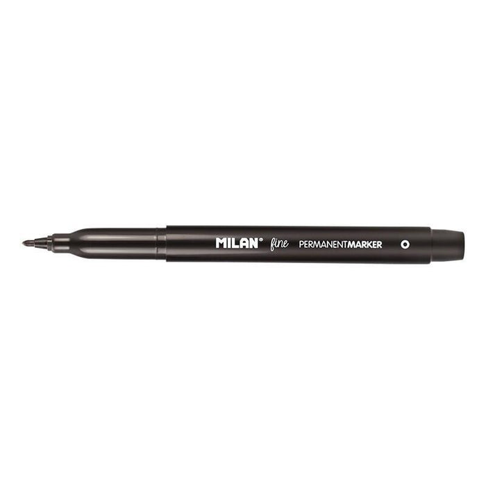 Pack De 10 Unidades Milan Rotuladores Permanentes Punta Fina - Punta 2mm - Tinta A Base De Alcohol - Color Negro