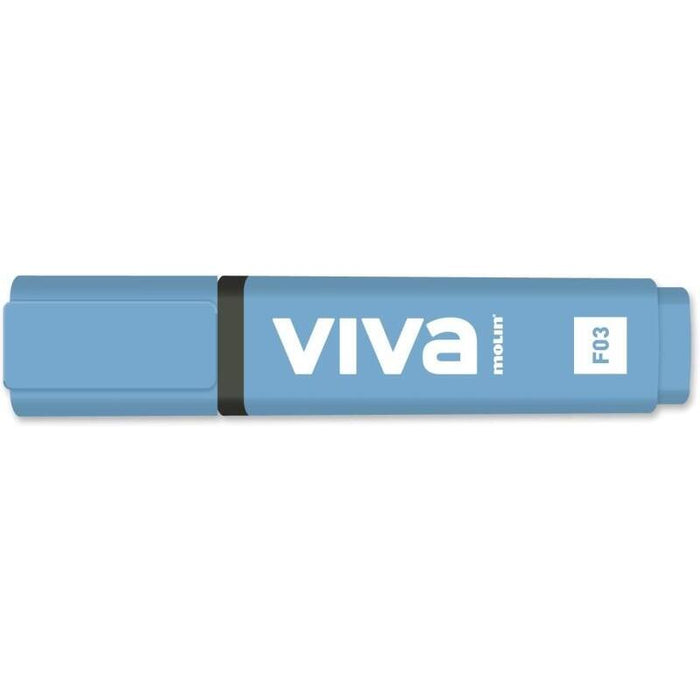 Pack De 10 Unidades Molin Viva Marcador Fluorescente - Trazo Entre 1 Y 5mm - Tinta Con Base De Agua - Azul