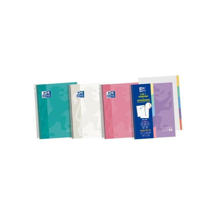 Pack De 10 Unidades Oxford Europeanbook A5+ Cuaderno Espiral 100 Hojas Cuadricula 5x5 - Tapa Extradura Acabado