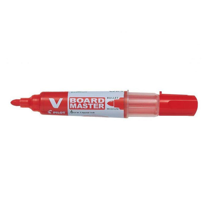 Pack De 10 Unidades Pilot V-Board Master Begreen Rotulador Para Pizarra Blanca - Punta Redonda 6mm - Trazo 2.3mm - 91% Plastico Reciclado - Recargable - Color Rojo