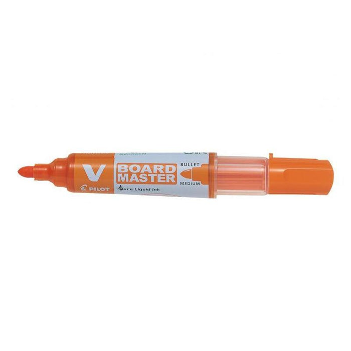 Pack De 10 Unidades Pilot V-Board Master Begreen Rotulador Para Pizarra Blanca - Punta Redonda 6mm - Trazo 2.3mm - 91% Plastico Reciclado - Recargable - Color Naranja