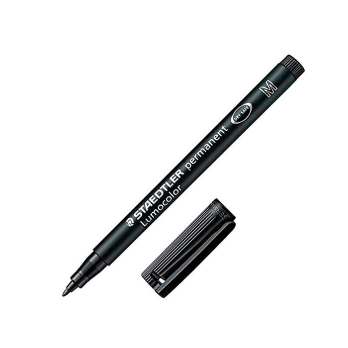 Pack De 10 Unidades Staedtler Lumocolor 317 Rotulador Permanente - Punta Media Redonda - Trazo 1mm Aprox - Capuchon Con Clip - Secado Rapido - Color Negro