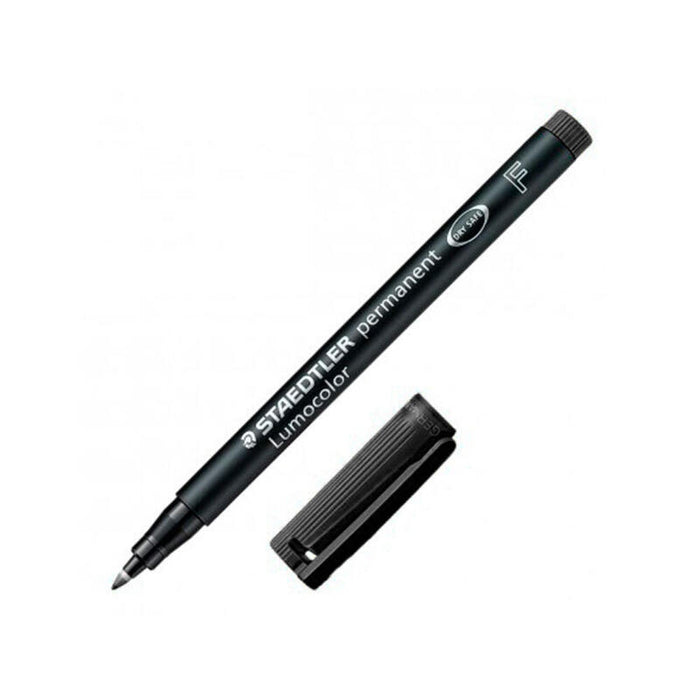 Pack De 10 Unidades Staedtler Lumocolor 318 Rotulador Permanente - Punta Fina Redonda - Trazo 0.6mm - Capuchon Con Clip - Secado Rapido - Color Negro