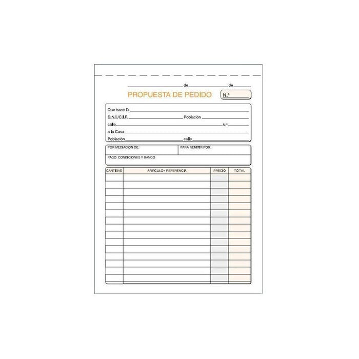 Pack De 10 Unidades Talonario Pedidos Cuarto Natural Sin Copia
