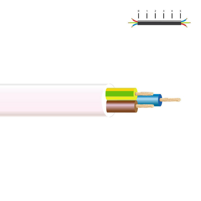 Pack De 100 Metros - Manguera Tubular H 05 Vv-F 3x1mm Blanca Euro/Mts