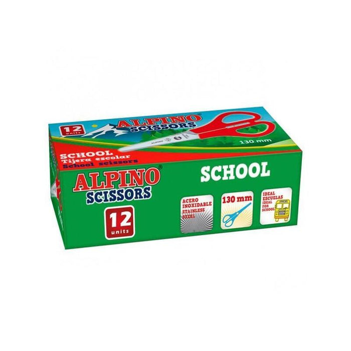 Pack De 12 Unidades Alpino Tijeras Escolares School Especial Acero Inoxidable C/Surtidos