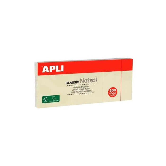 Pack De 12 Unidades Apli Bloc Notas Adhesivas Classic Reposicionables Blocs De 100h 40x50 Amarillo -Blister 3 Tacos-