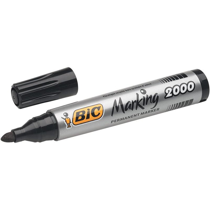 Pack De 12 Unidades Bic Marking 2000 Ecolutions Rotulador Permanente - Punta De 4.95 Mm - Tinta Con Base De Alcohol - Ecologico - Secado Rapido - Color Negro