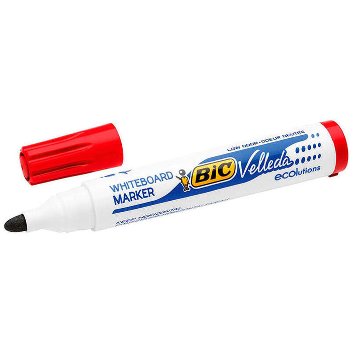 Pack De 12 Unidades Bic Velleda 1701 Ecolutions Marcadores Para Pizarra - Punta Redonda - Trazo De 1.5 Mm - Tinta Con