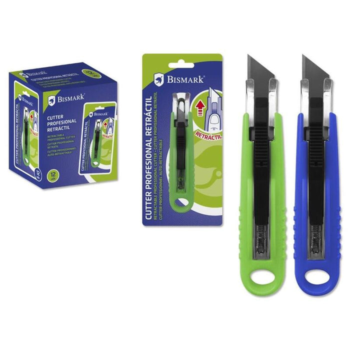 Pack De 12 Unidades Bismark Cutter Profesional Retractil - Empuñadura De Plastico
